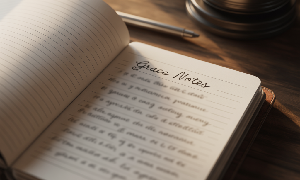 Tracking weekly grace moments in a reflection journal for couples.