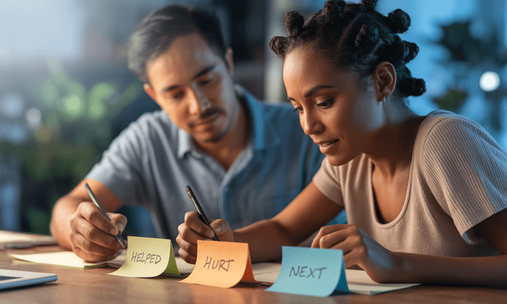 couple using three-question framework to review marriage habits