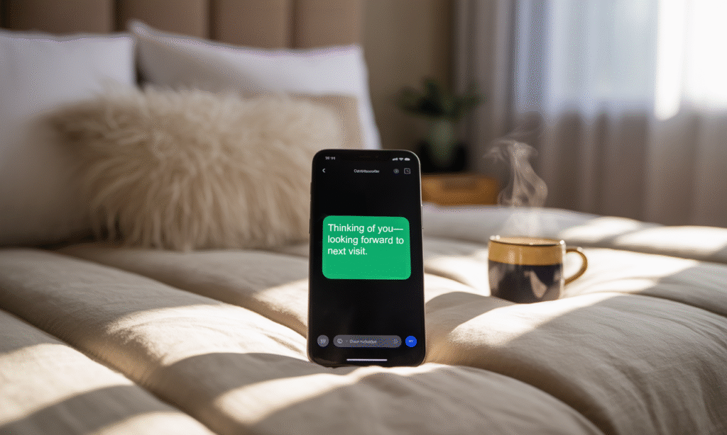 smartphone screen showing kind follow-up message to grandparents after tension