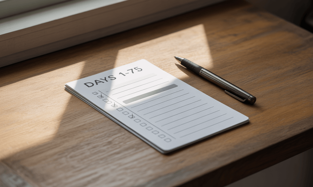 Single-page streak tracker makes the Momentum > Motivation plan easy to follow at a glance