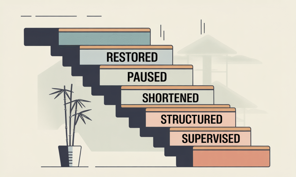 staircase illustration showing gradual rebuilding of trust through scaled contact levels