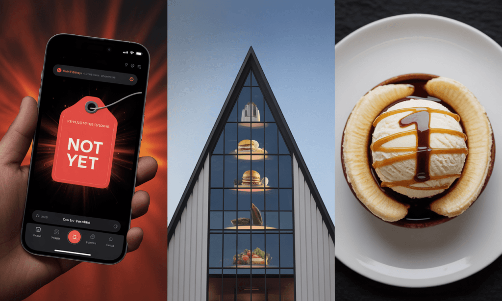 illustrations showing phone not yet church plus lunch and a single dessert to visualize the case studies