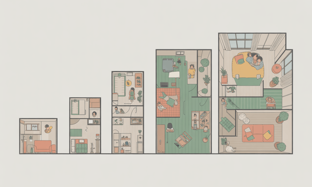 Timeline showing how a marriage floor plan adapts across life stages while preserving core rhythms.