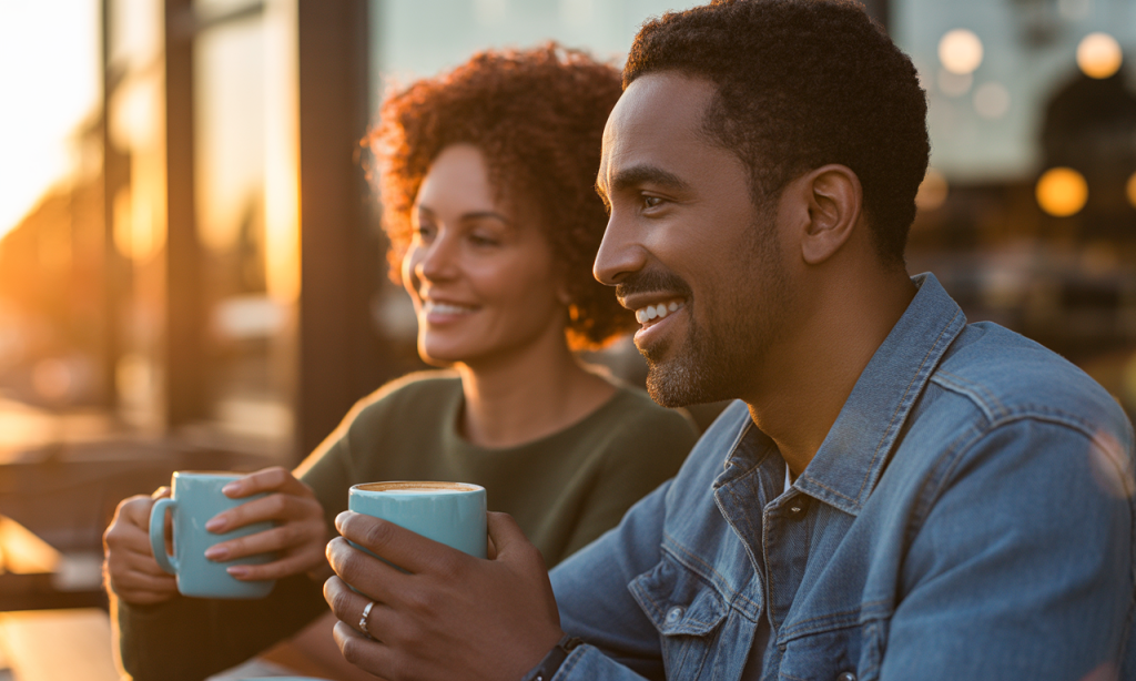 Couple practicing the reflection habit together to end their week with gratitude and perspective.