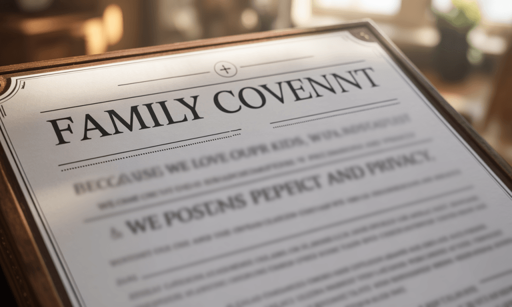 printed family covenant poster with privacy statement included under respect section