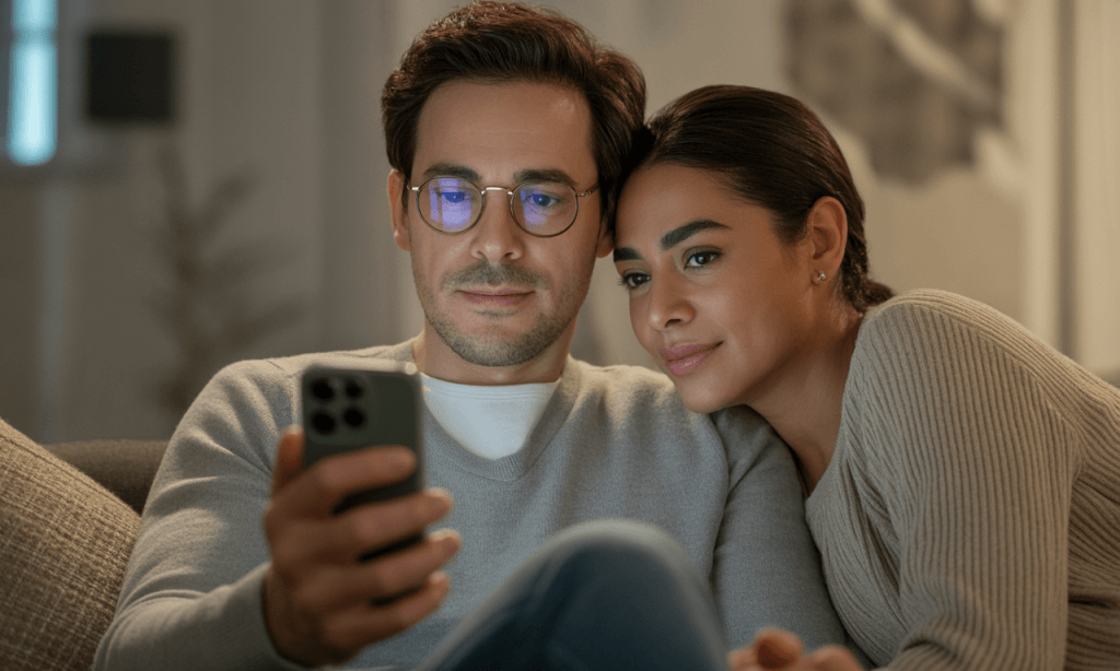 Couple using 5-minute timer for weekly reflection ritual.