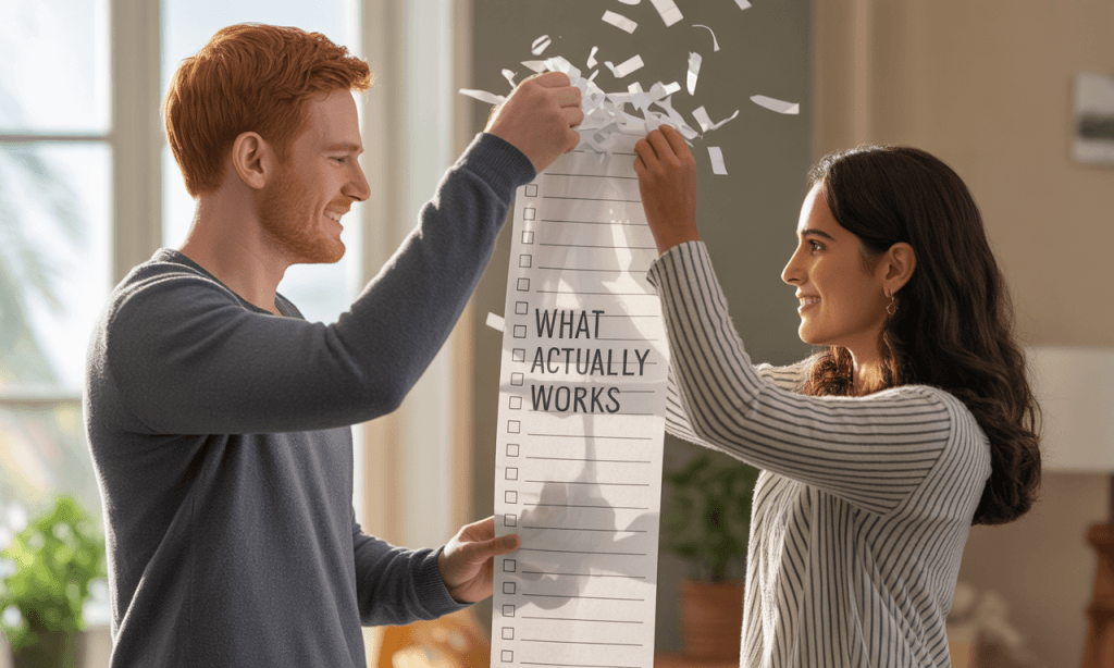 Couple revising their marriage style guide to stay authentic and realistic.