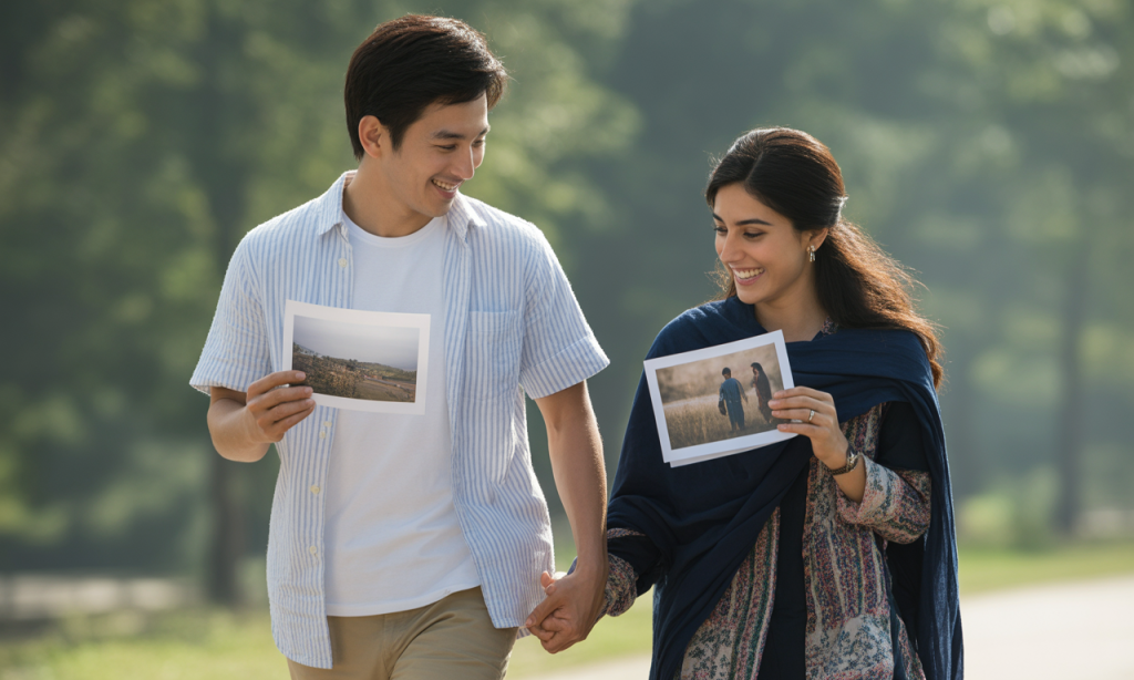 Couples using photos to pray and remember God’s faithfulness through different marriage seasons.