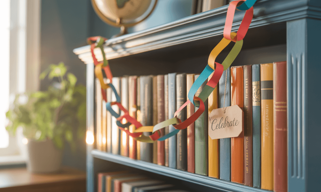 Momentum over motivation visualized with a growing paper chain that marks daily micro-habits