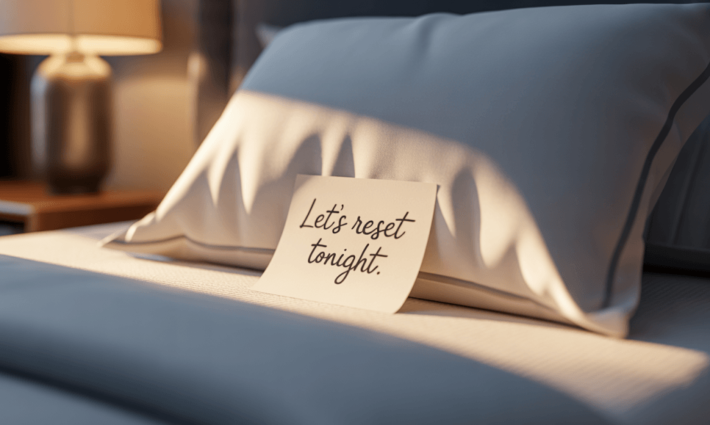 note on pillow suggesting a simple ritual for repair within the relationship