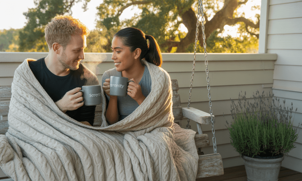 Couple ending their 10-minute check-in with a small action of love.