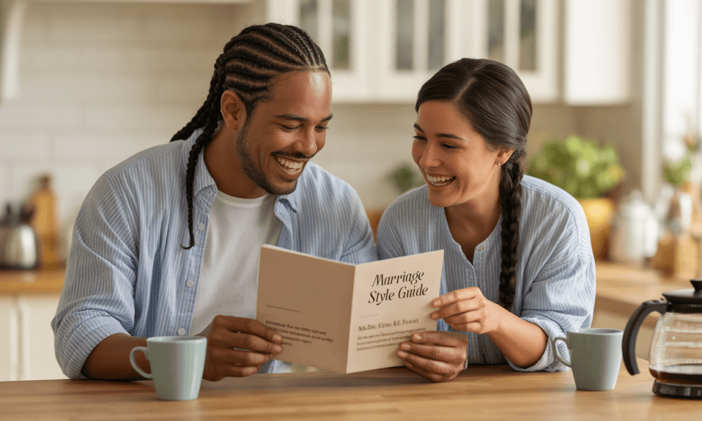 Couple simplifying their marriage style guide to keep it easy and joyful to follow.