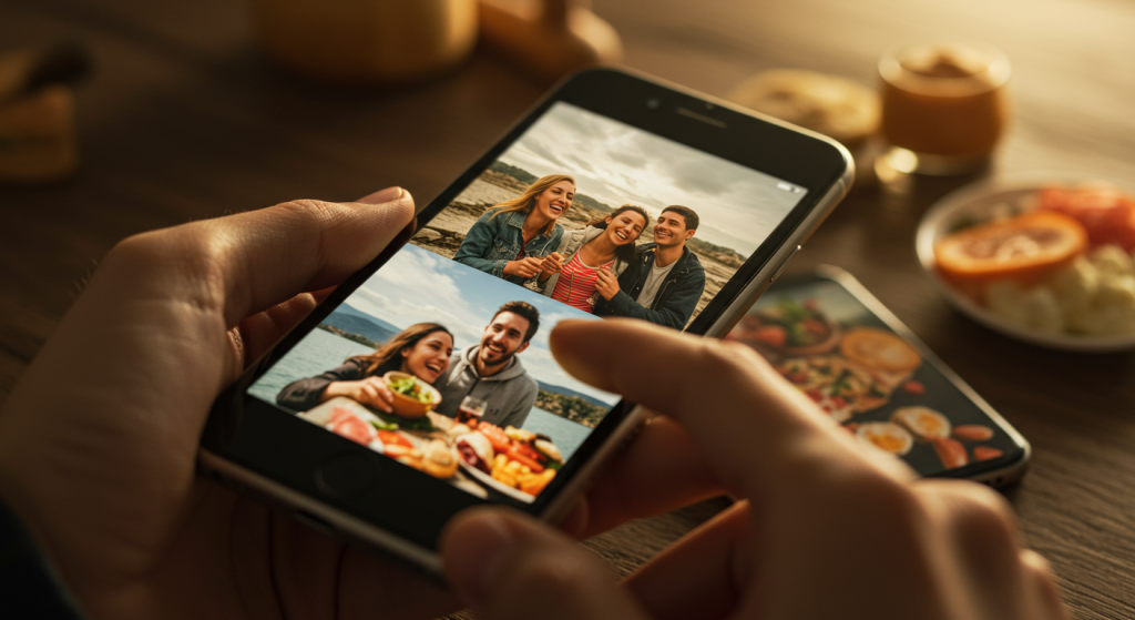 Revisiting shared memories through photo rituals helps couples reconnect emotionally.