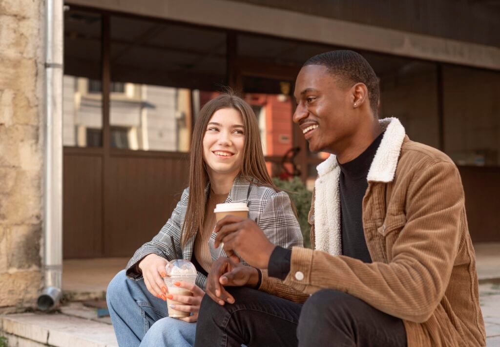 Married couple enjoying connection outdoors, showing freedom created by gentle digital boundaries.