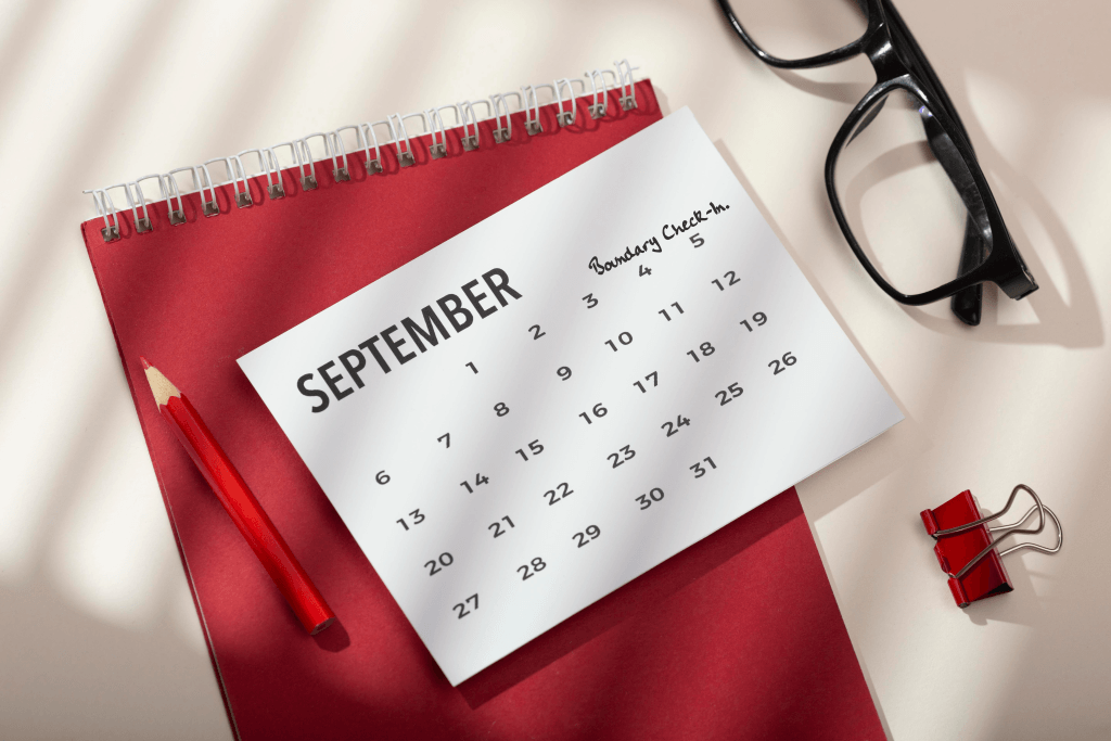 Calendar reminder showing couples reviewing and updating their No-Go list regularly