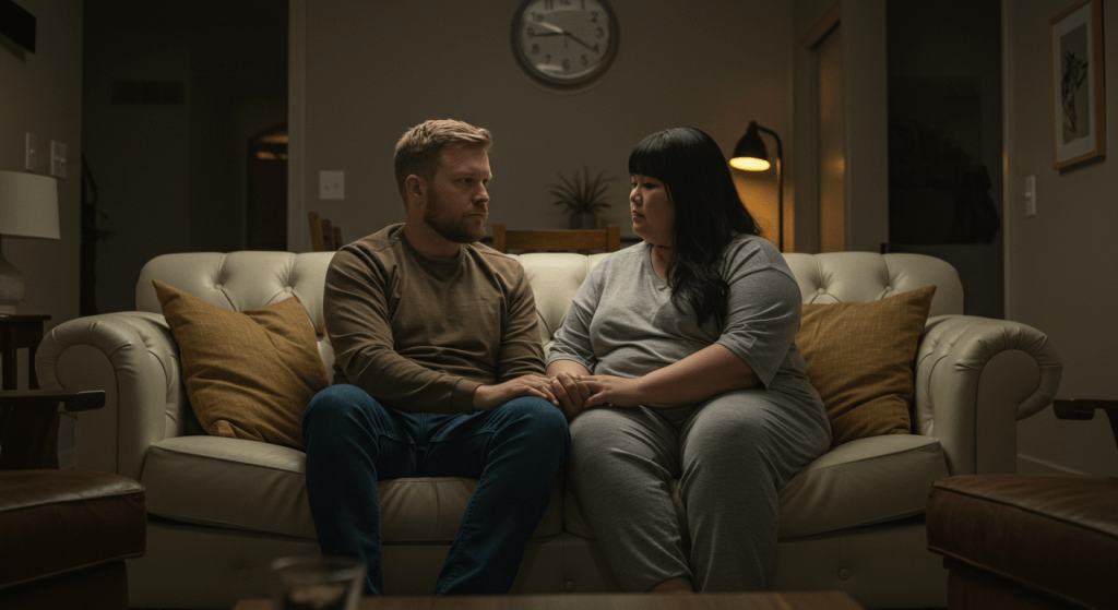 Couple holding hands to maintain daily micro-touch and an intimacy cadence within their marriage floor plan.