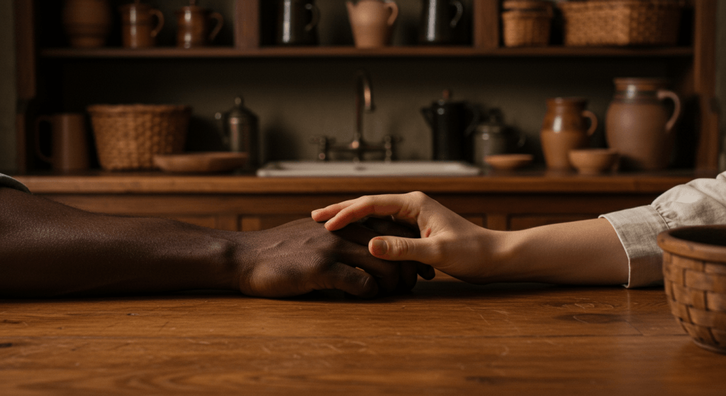 intertwined hands-love that leads with patience and presence