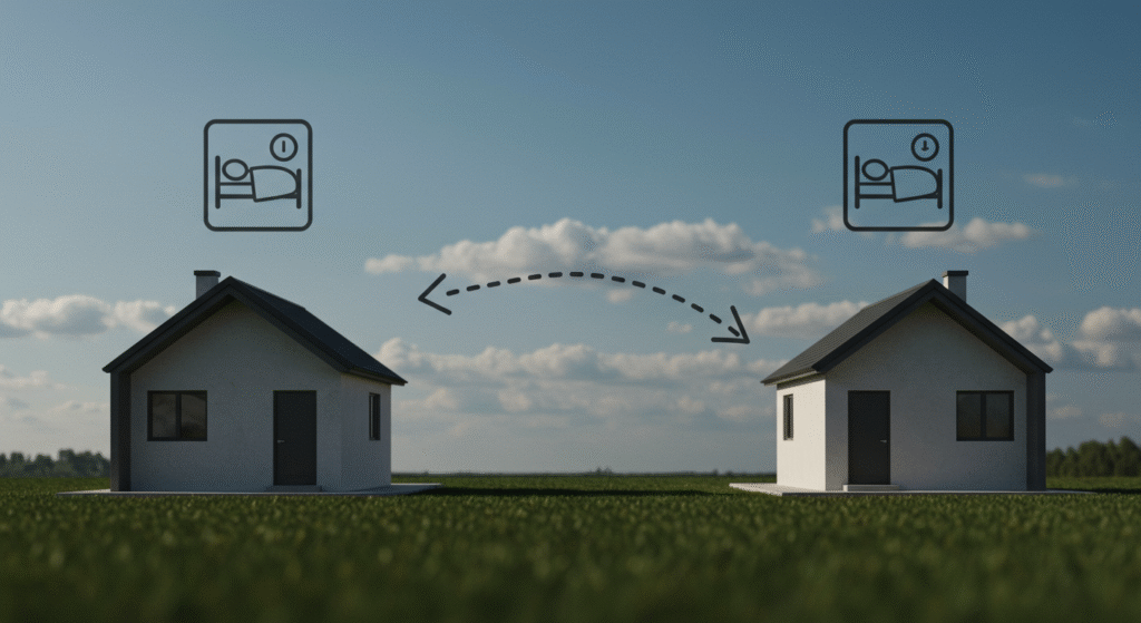 diagram showing two households aligned on the same bedtime routine for kids