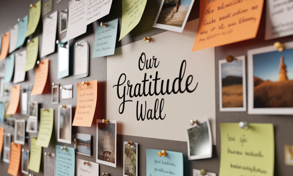 Visual reminders like photo boards strengthen the reflection habit by making gratitude visible.