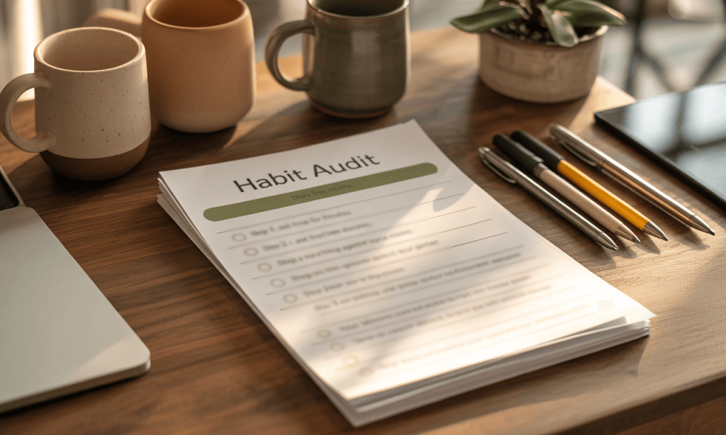 printed five-minute habit audit worksheet for couples to use weekly