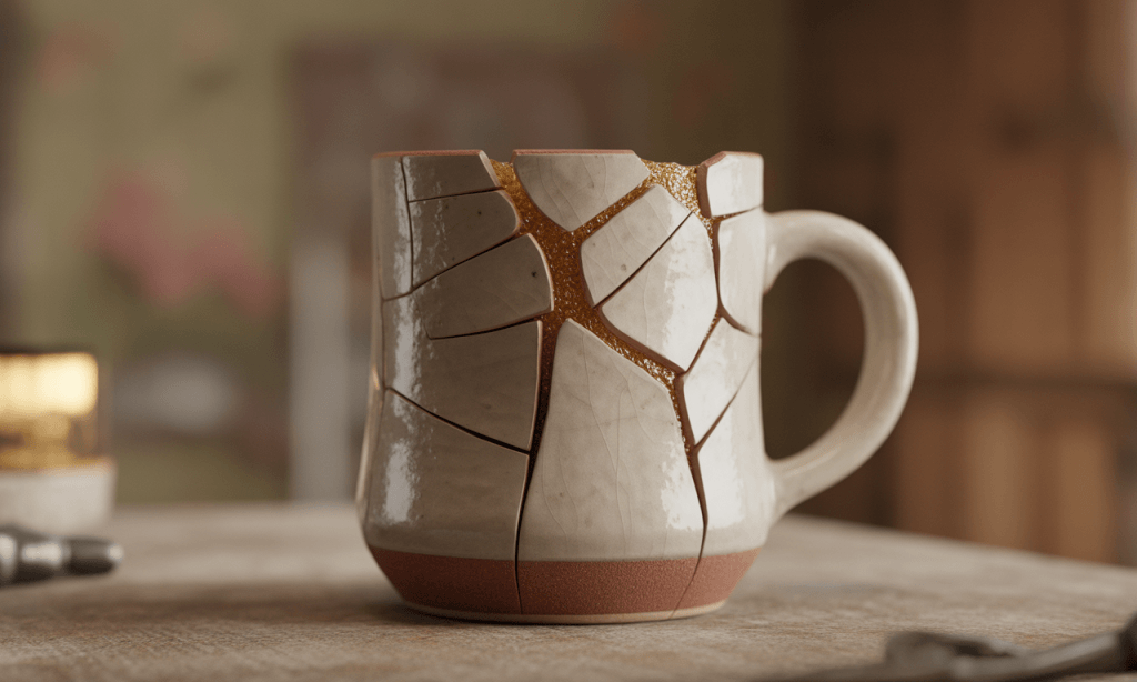repaired mug symbolizing healing cracks in relationships through timely repair