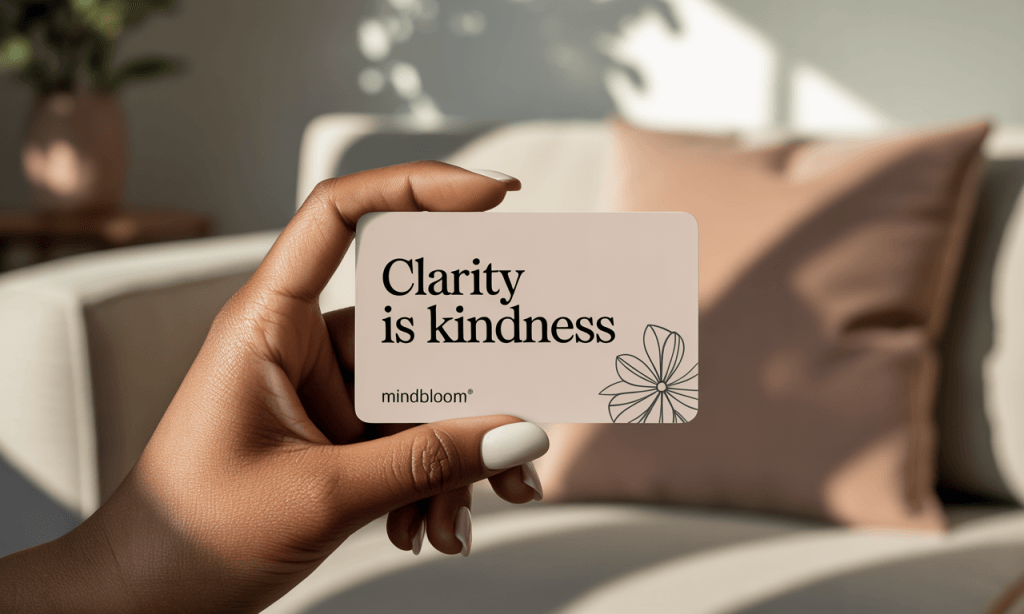 card with clarity is kindness printed on it to guide responses to pushback