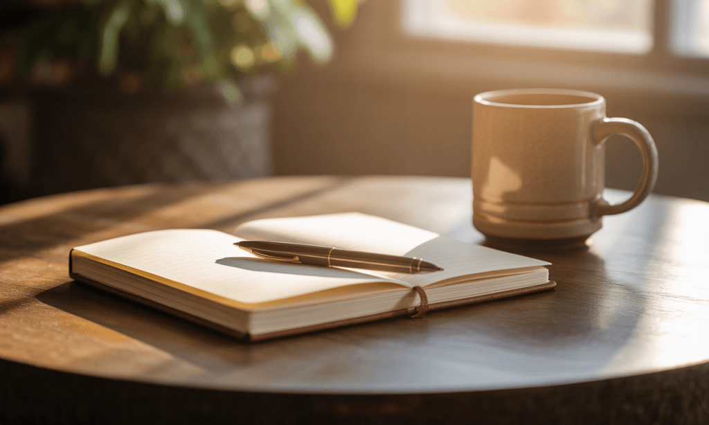 morning journal setup symbolizing daily reflection on reactions and growth