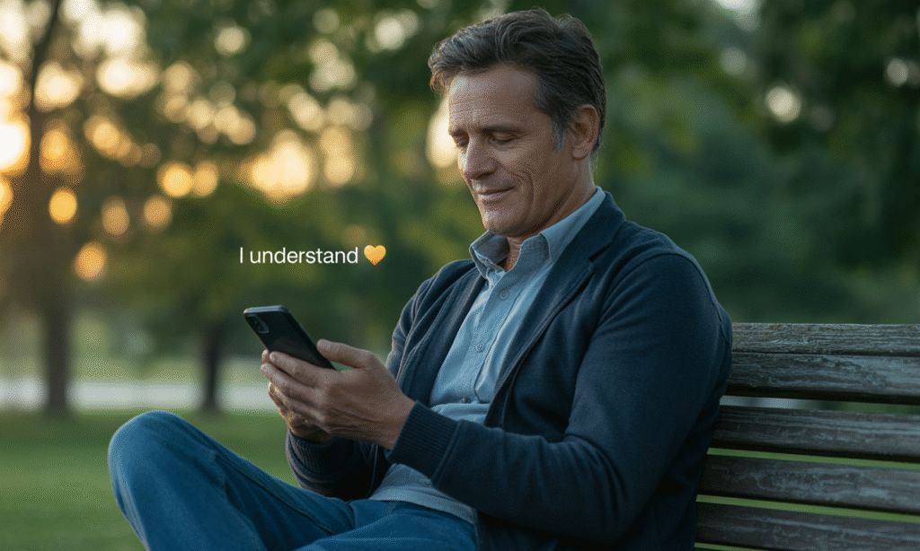parent texting a gentle follow-up message to repair relationship after a family boundary talk