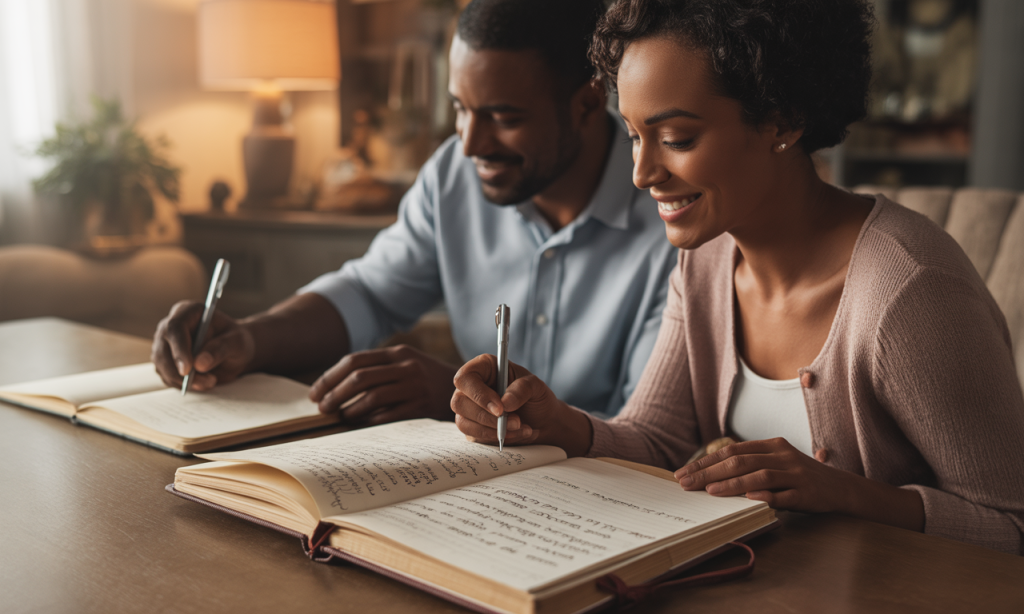 Couple documenting moments of divine faithfulness in their marriage as shared testimony.