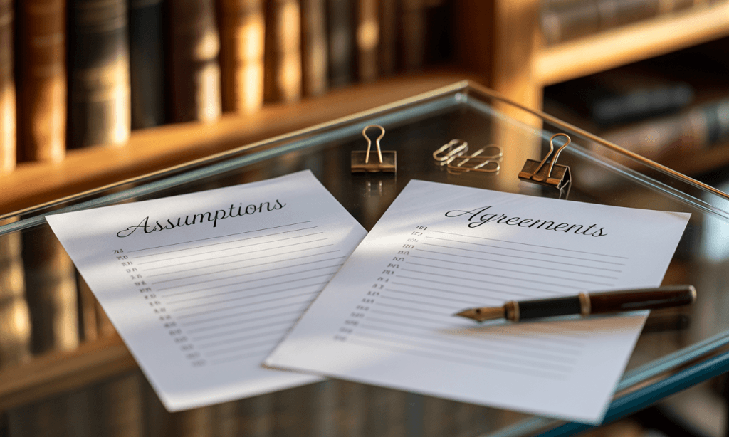 chart comparing family assumptions versus written holiday agreements to reduce tension