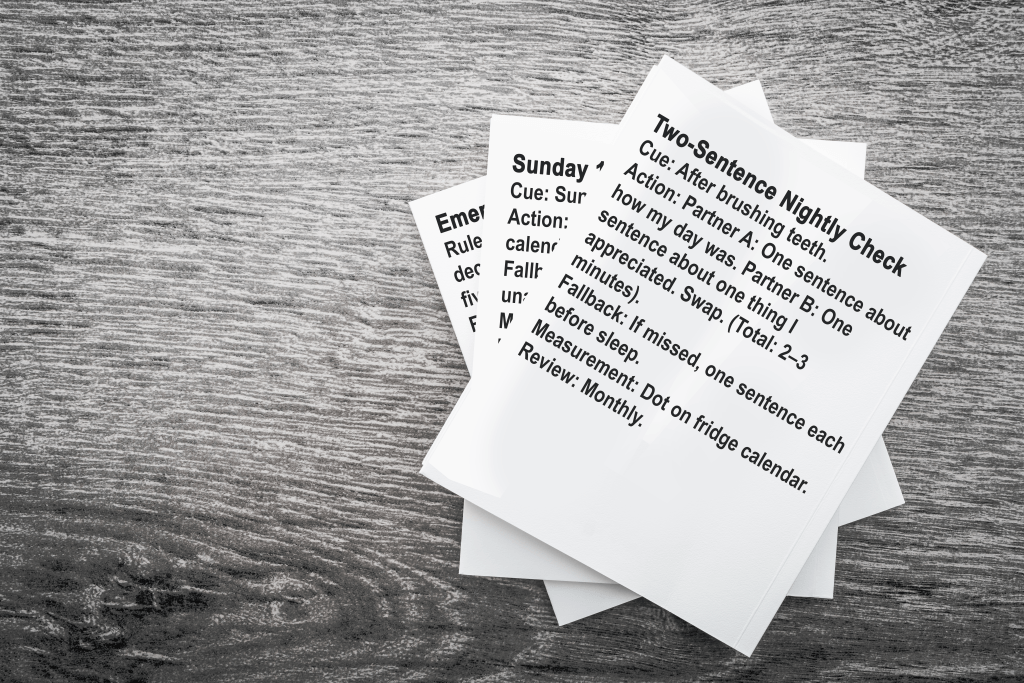 Printed couple habit templates clipped together ready for use.