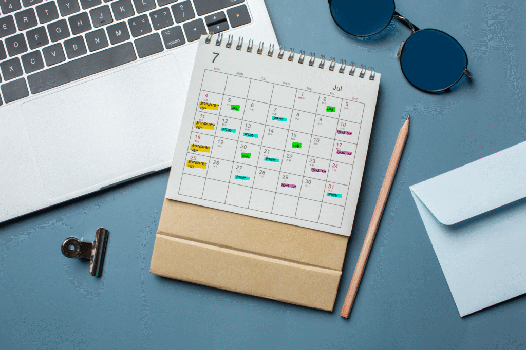 family calendar showing planned grandparent visit and reset routines to reduce at-risk moments