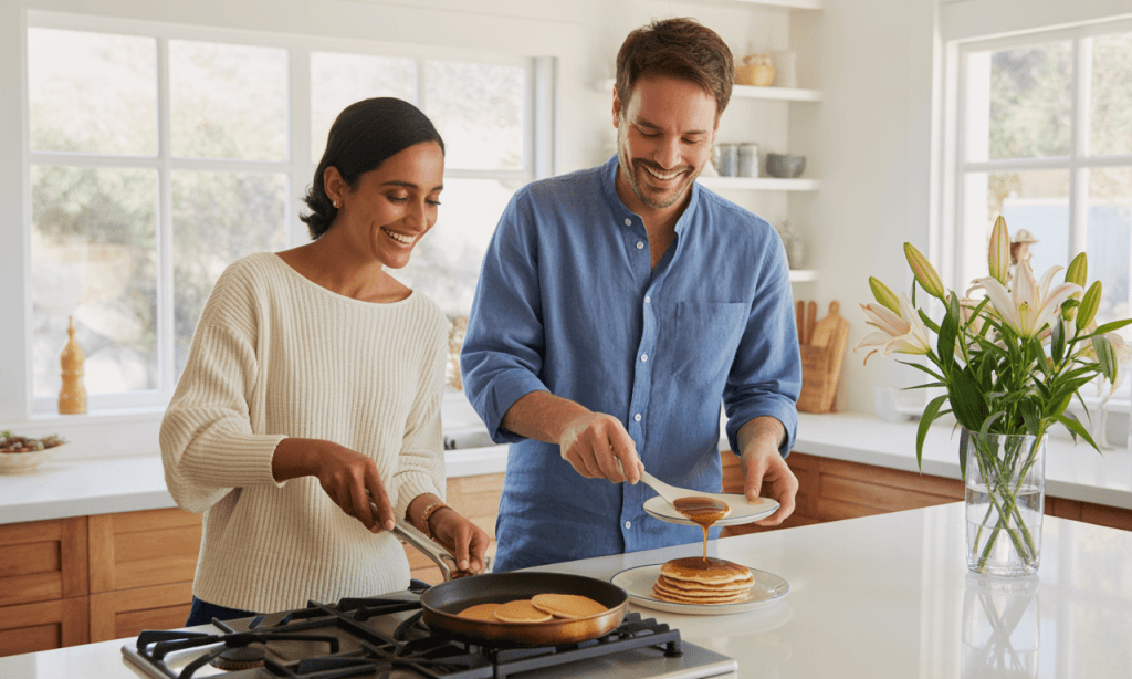 Couple building consistency with a simple weekly anchor date at home.