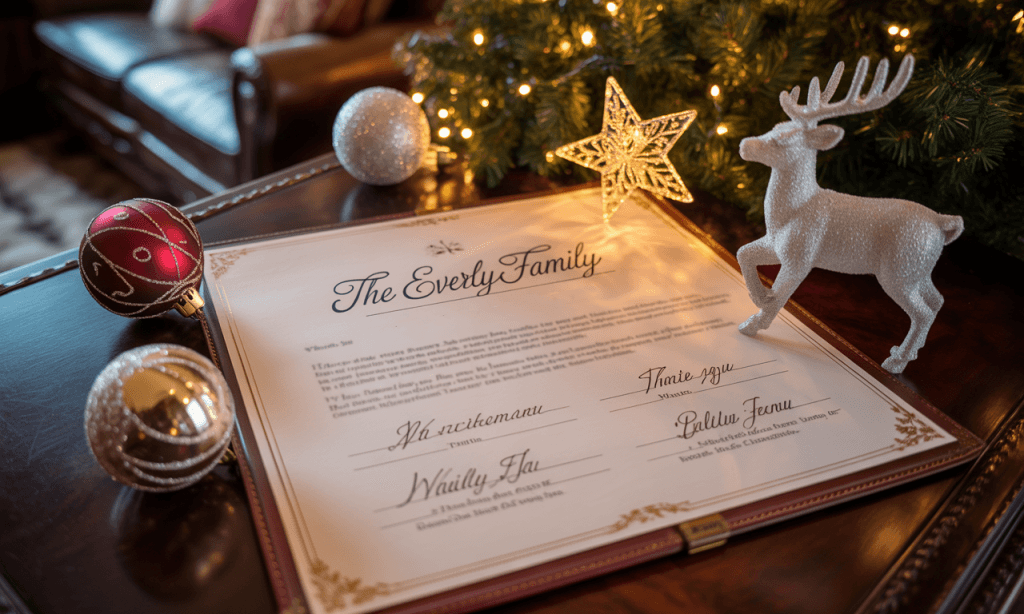 printed family covenant paper next to festive decor symbolizing guidance for values-first holidays