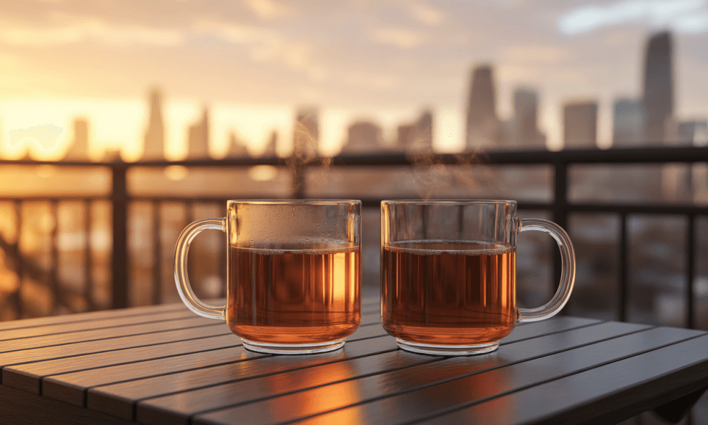 Morning coffee ritual for couples balancing different growth speeds.