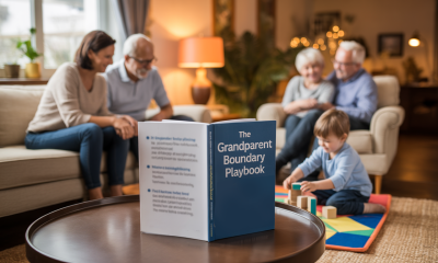 open notebook showing the three-line boundary sentence template for families
