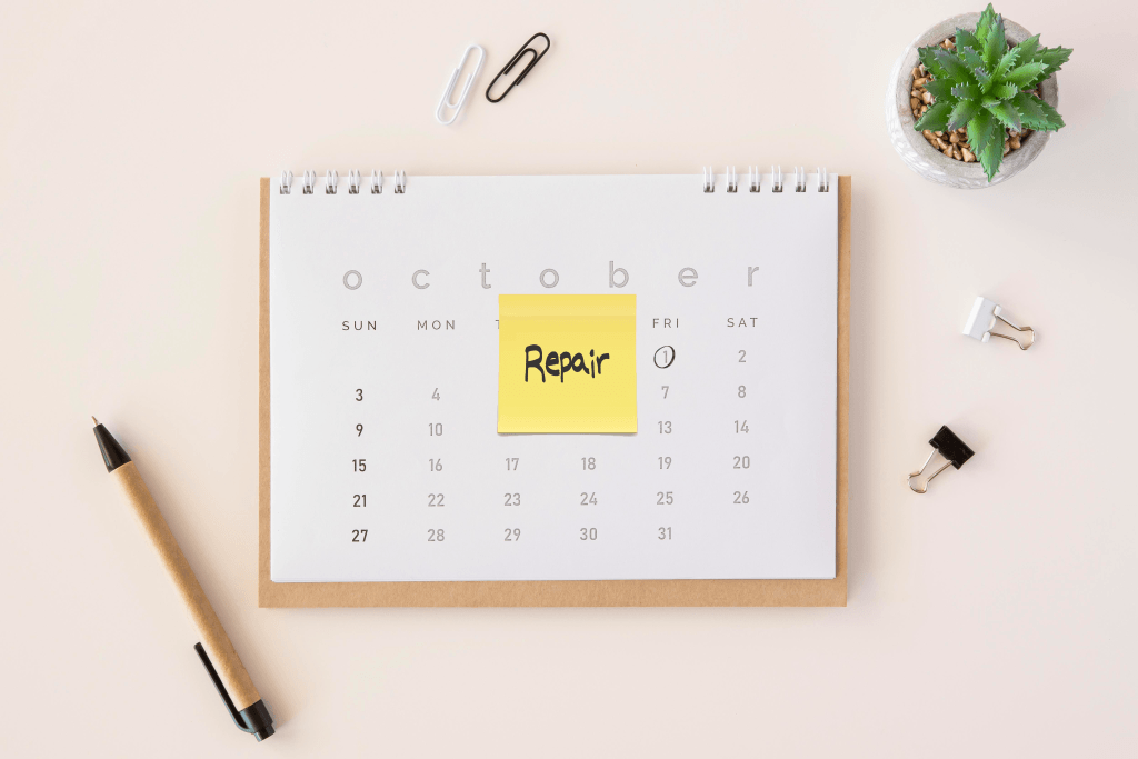 calendar with repair date circled symbolizing 24-hour repair commitment