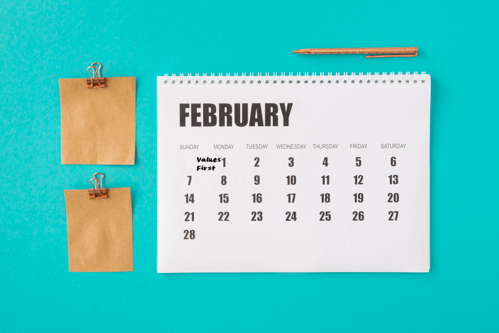 family wall calendar highlighting upcoming gatherings with values-first reminders