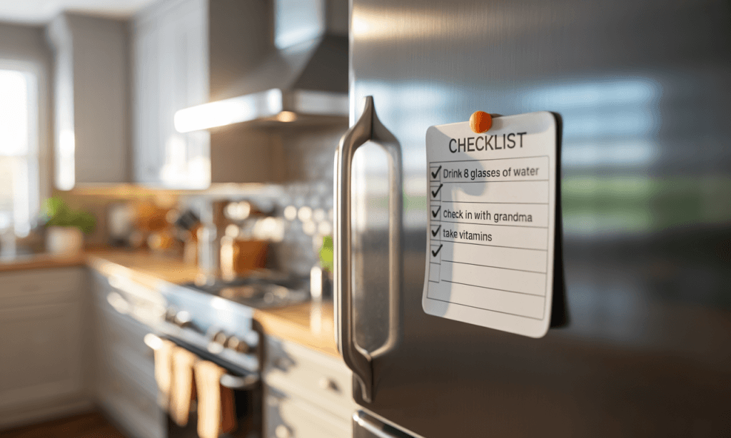 fridge magnet checklist tracking small daily couple practices