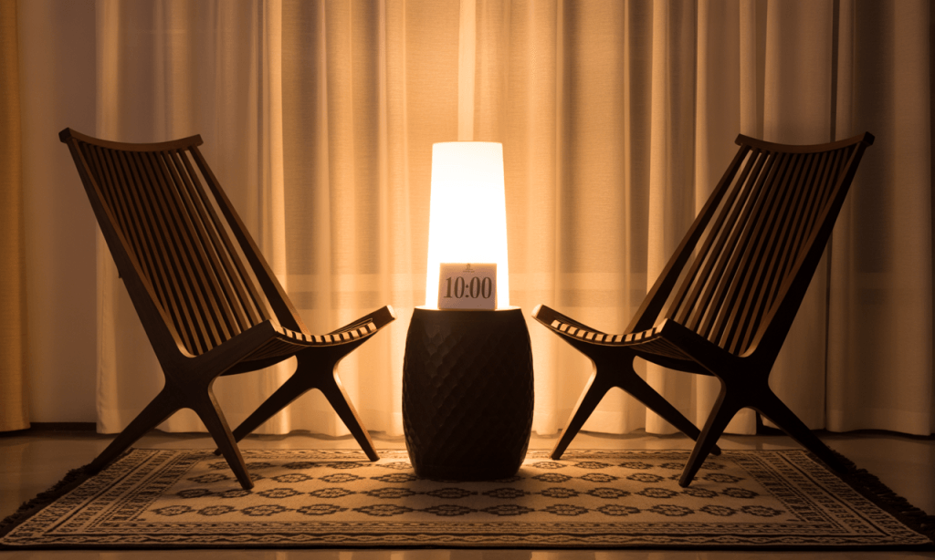 Cozy conversation nook designed for a weekly ten-minute retro that keeps the quarter on track