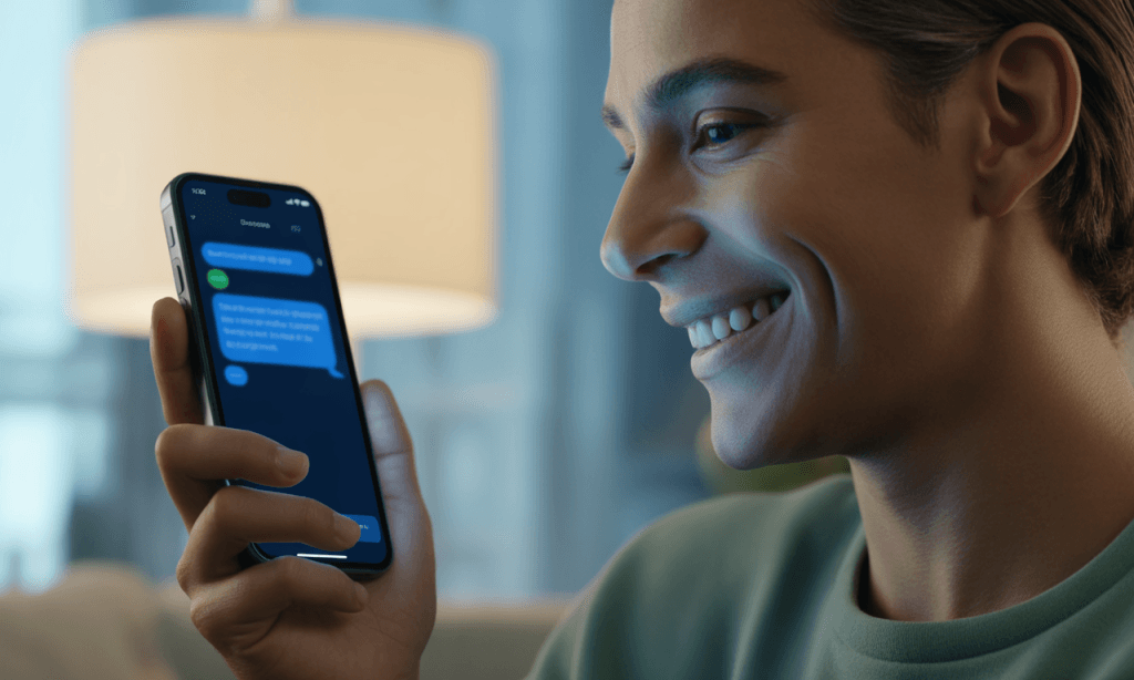 phone with short text message demonstrating nonreactive response
