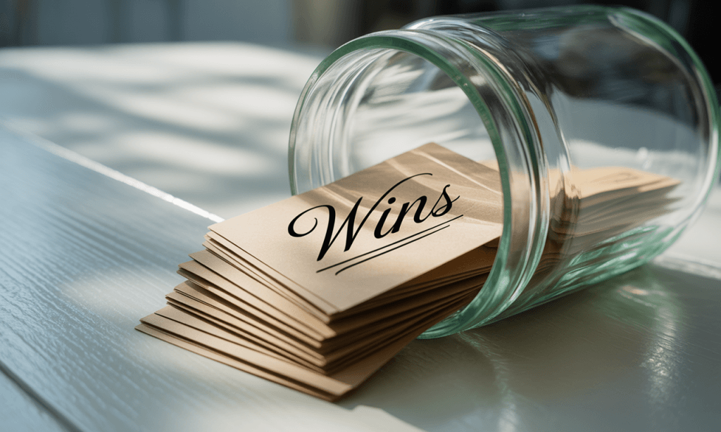 Jar filled with small notes representing weekly marriage wins in the Memory Bank.