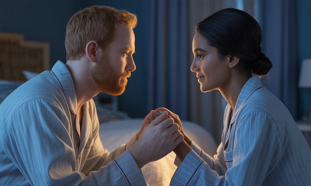 Nightly 60-second gentle check-in helps couples reconnect before bed.
