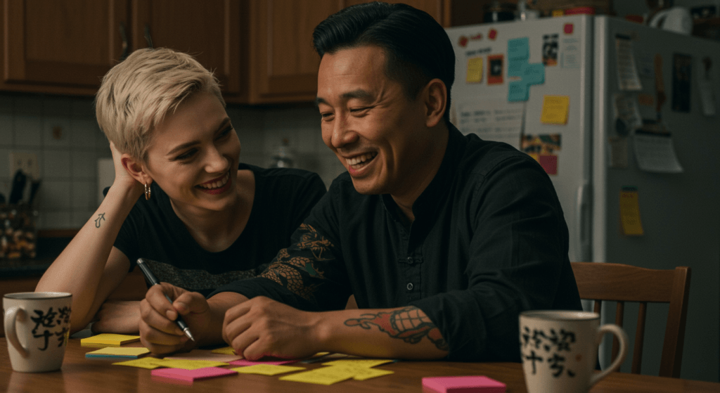 Couple designing 30-day micro-experiments for marriage to find habits that actually work.