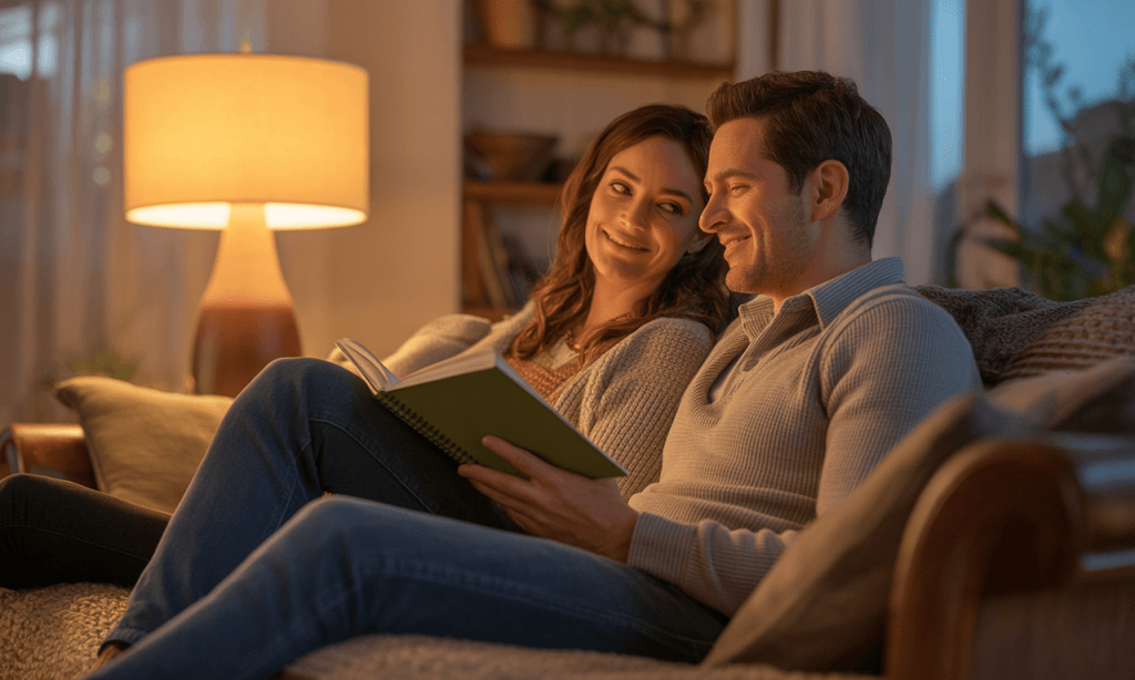 Couple ending their standing marriage meeting feeling lighter after catching problems early