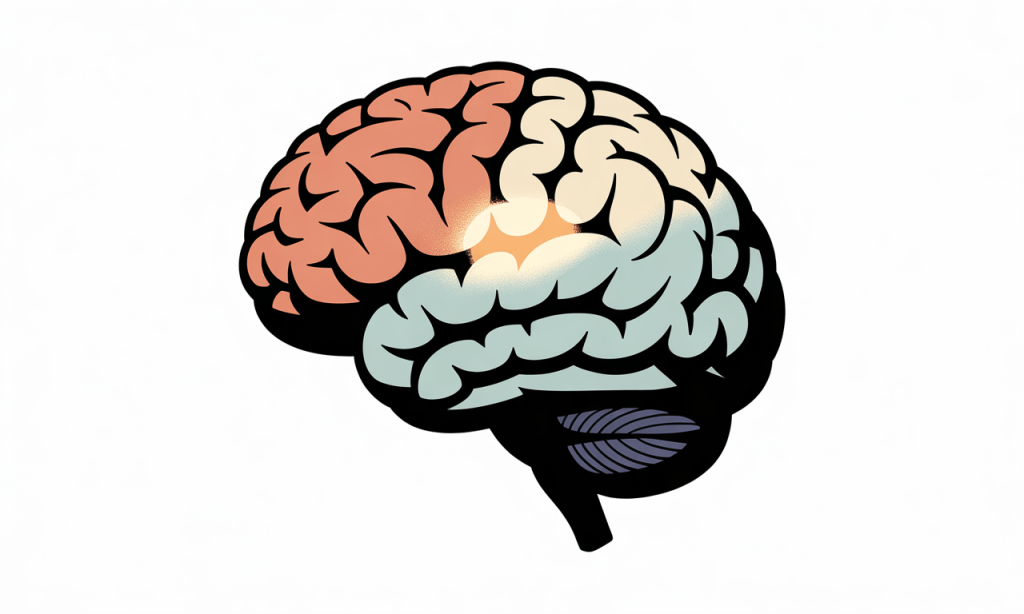 Brain diagram showing emotional and logical centers representing calm decision-making during conflict.