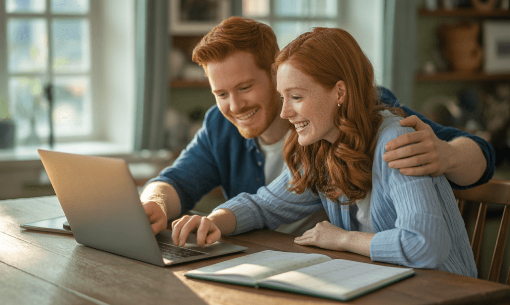 Husband and wife using a weekly marriage check-in to plan schedules and holiday traditions together
