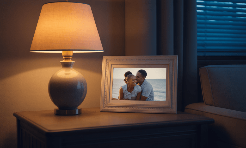 Soft bedside lamp symbolizing hope, love, and emotional continuity through unresolved tension.