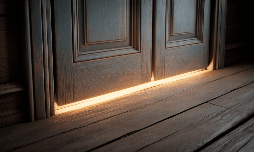 Closed door with light coming through the bottom, symbolizing avoided issues waiting to be addressed.