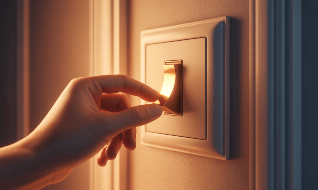 Hand flipping on a light switch symbolizing gentle illumination of a small issue.